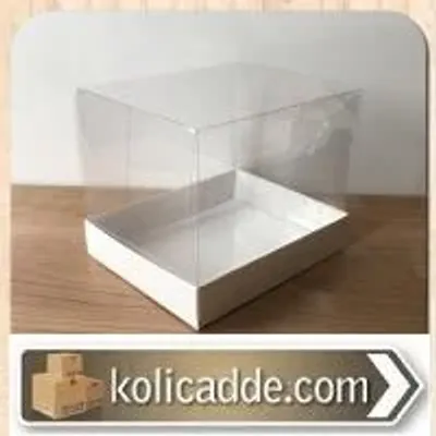 Beyaz Renk Alt Karton Kutulu Asetat Kutu 12x15x12 cm