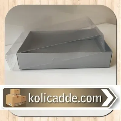 Alt Mat Gümüş Kutu Üst Asetat Kapak 12x15x3 cm.