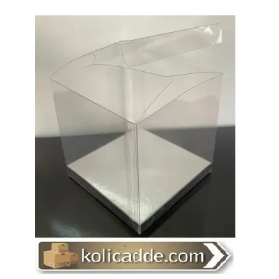 Altı Gümüş İç Yükseltici Karton Üstü Otomatik Asetat Kutu 9x9x10 cm