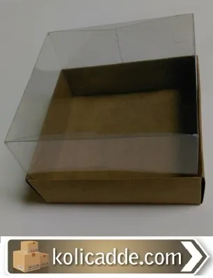 Kraft Karton Kutu Asetat Kapak 12x12x6 cm