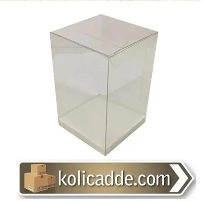 Altı Beyaz Ic Yükseltici Karton Üstü Asetat Kutu 6x6x10 cm