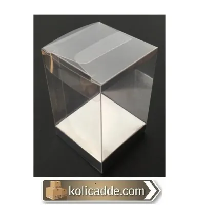Altı Gümüş İç Yükseltici Karton Üstü Asetat Kutu 8x8x10 cm