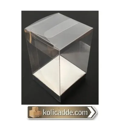 Altı Gümüş İç Yükseltici Karton Üstü Asetat Kutu 7x7x14 cm