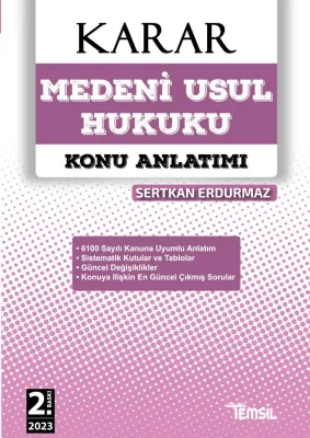 KARAR Medeni Usûl Hukuku Konu Anlatımı Kitabı Sertkan Erdurmaz KARAR Medeni Usûl Hukuku Konu Anlatımı Kitabı Sertkan Erdurmaz
