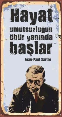 Jean-Paul Sartre Ahşap Poster