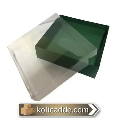Asetat Kapaklı Yeşil Karton Kutu 35x35x7 cm.