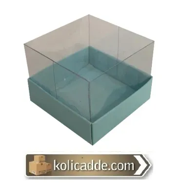 Alt Mavi Karton Üst Asetat Kapak Kutu 7x7x5