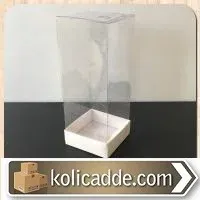 Asetat Kapaklı Beyaz Renkli Kutu 6x6x15,5 cm.