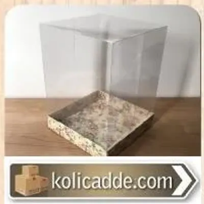 Asetat Kapaklı Çiçek Desenli Karton Kutu 15x15x20 cm