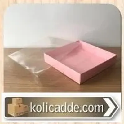 Asetat Kapaklı Altı Pembe Karton kutu 15x15x5 cm
