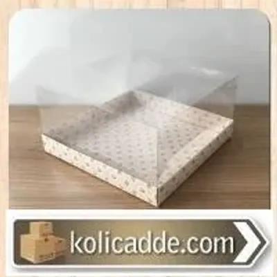 Asetat Kapaklı Pembe Güllü Kutu 20x20x8 cm