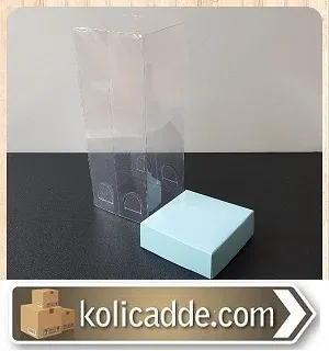 Asetat Kapaklı Mavi Karton Kutu 6x6x15,5 cm.