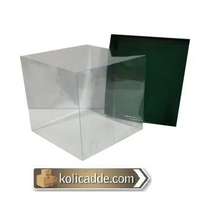 Asetat Kapaklı Altı Yeşil Karton kutu 15x15x20 cm
