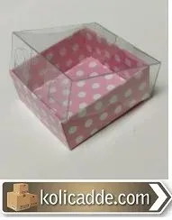 Pembe Puanlı Kutu Asetat Kapak 5x5x6 cm