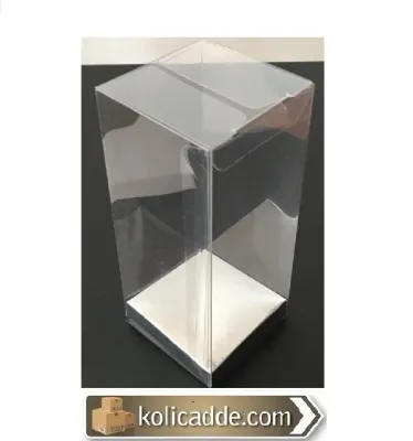 Altı Gümüş İç Yükseltici Karton Üstü Asetat Kutu 6x6x15.5 cm