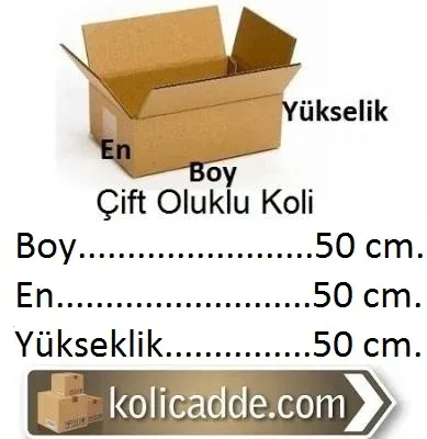Büyük Boy Çift Oluklu Koli 50x50x50 cm.
