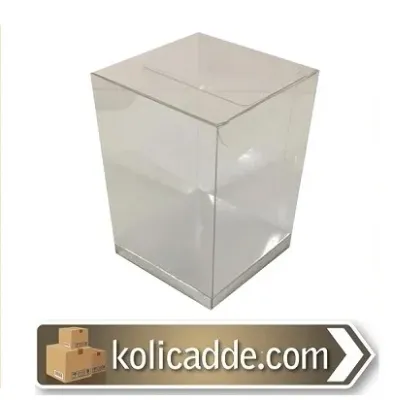 Altı Gümüs Ic Yükseltici Karton Üstü Asetat Kutu 6x6x12 cm