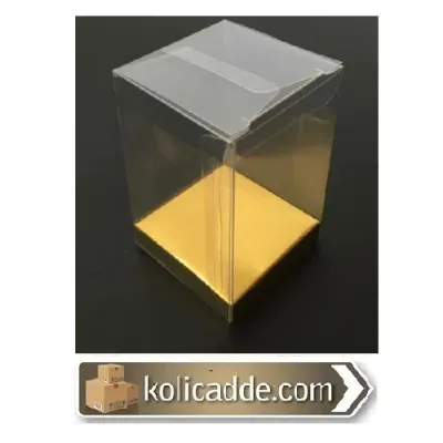 Altı Gold Ic Yükseltici Karton Üstü Asetat Kutu 6x6x8 cm