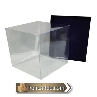 Asetat Kapaklı Altı Lacivert Karton kutu 15x15x20 cm