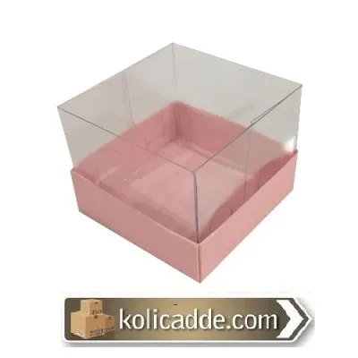 Alt Pembe Karton Üst Asetat Kapak Kutu 7x7x5