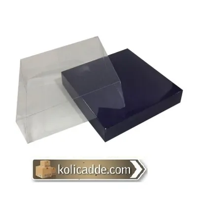 Asetat Kapaklı Altı Lacivert Karton kutu 15x15x5 cm