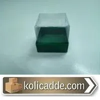 Yeşil Karton Kutu Asetat Kapaklı 5x5x6 cm