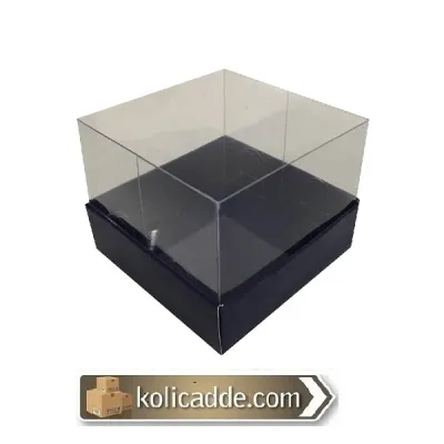 Alt Lacivert Karton Üst Asetat Kapak Kutu 7x7x7 cm