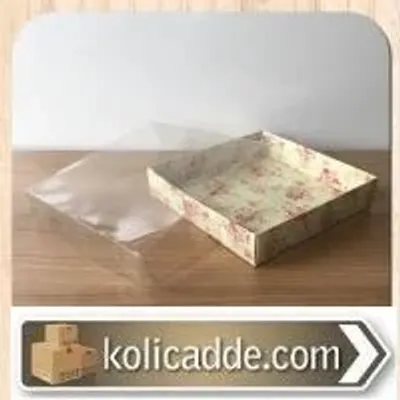 Asetat Kapaklı Altı Gül Desenli Karton Kutu 15x15x5 cm