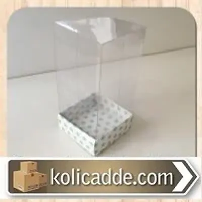 Mavi Puanlı Asetat Kutu 5x5x11 cm