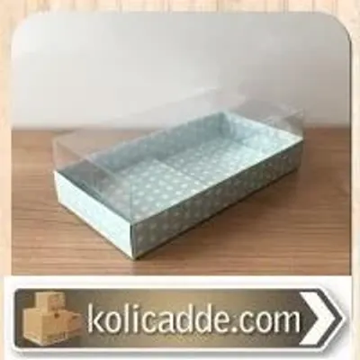 Mavi Puantiyeli Asetat Kutu 20x10x5,5 cm