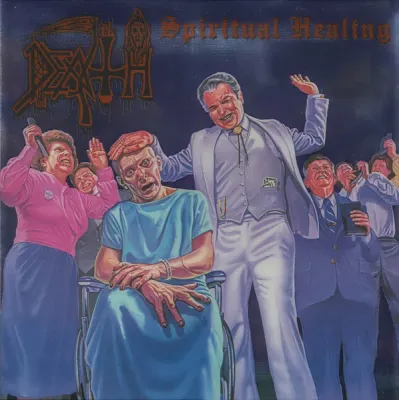 Death – Spiritual Healing (Special Edition, Custom Tri Color Merge [Red, Cyan Blue And Black] With White, Hot Pink And Cyan Blue Splatter) LP