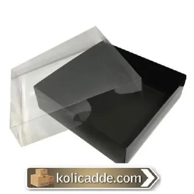 Asetat Kapaklı Siyah Karton Kutu 35x35x7 cm.