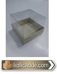 Kirli Beyaz Kutu Asetat Kapaklı 9x9x7 cm