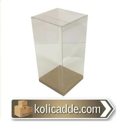 Altı Kraft Ic Yükseltici Karton Üstü Asetat Kutu 5x5x17 cm
