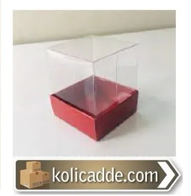 Altı Bordo Karton Üstü Asetat Kutu 5x5x6 cm