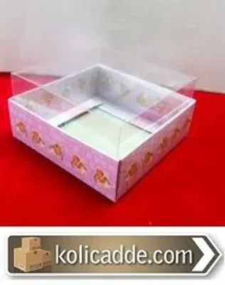 Asetat Şeker Kutusu 9x9x5 cm Melek Bebekli