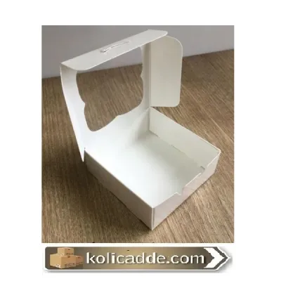 Selefon Pencereli Beyaz Karton Kutu 10x10x3 cm Selefon Pencereli Beyaz Karton Kutu 10x10x3 cm