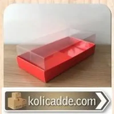 Altı Kırmızı Karton Üstü Asetat Kutu 20x10x5,5 cm