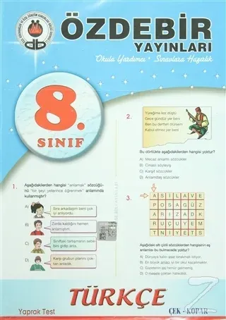 8. Sınıf Türkçe Çek Kopar Yaprak Test