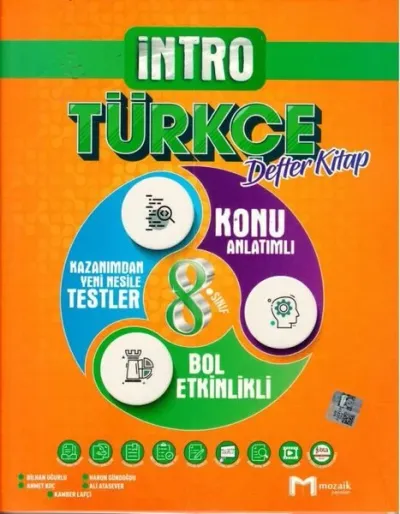 2022 8.Sınıf Türkçe İntro Defter Kitap