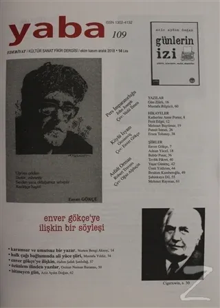 Yaba Edebiyat Dergisi Sayı: 109 Ekim - Kasım - Aralık 2018