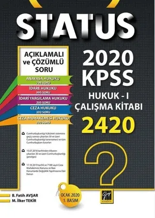 Status 2020 Kpss Hukuk - 1 Çalışma Kitabı