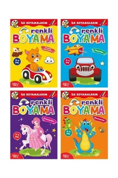 İlk Boyamalarım - Renkli Boyama Seti - 4 Kitap Takım