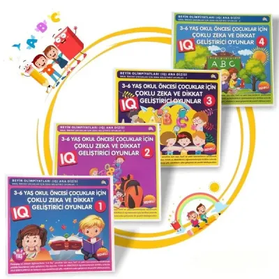 3 - 6 Yaş Okul Öncesi Çocuklar İçin Zeka ve Dikkat Geliştiren Oyunlar ( 4 Kitap Set)