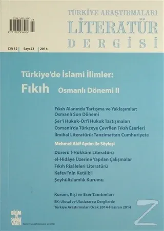 Türkiye Araştırmaları Literatür Dergisi Cilt 12 Sayı: 23