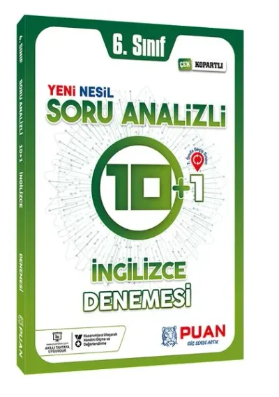 Puan 6. Sınıf İngilizce Soru Analizli 10+1 Deneme