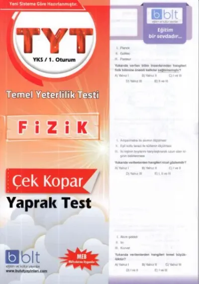TYT - YKS 1. Oturum Fizik Çek Kopar Yaprak Test