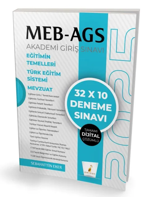 SÜPER FİYAT Pelikan Yayınları MEB - AGS Hazırlık Eğitimin Temelleri Türk Eğitim Sistemi Mevzuat 32x10 Tamamı Dijital Çözümlü Deneme Sınavı