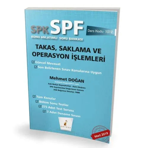 Pelikan Yayınları SPK - SPF Takas, Saklama ve Operasyon İşlemleri Konu Anlatımlı Soru Bankası 1012