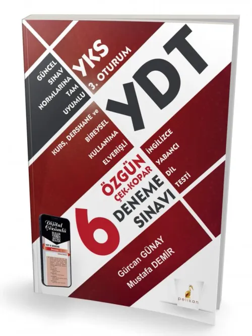 YDT İngilizce Çek Kopar 6 Özgün Deneme Sınavı Dijital Çözümlü - kitap 